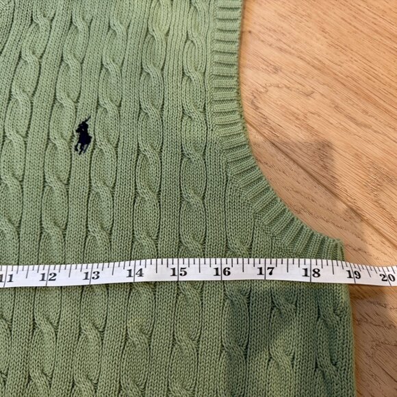 Polo Ralph Lauren Green Cable Knit Sweater Vest Size Large - Picture 9 of 10